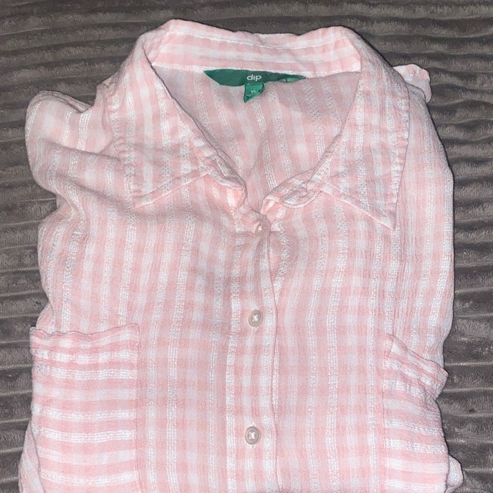 Plaid Light Pink Striped Flannel Pocket Shirt
Prairie Daisy Cottage Summer  XL
